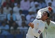 Pakistani cricketer Saeed Ajmal delivers